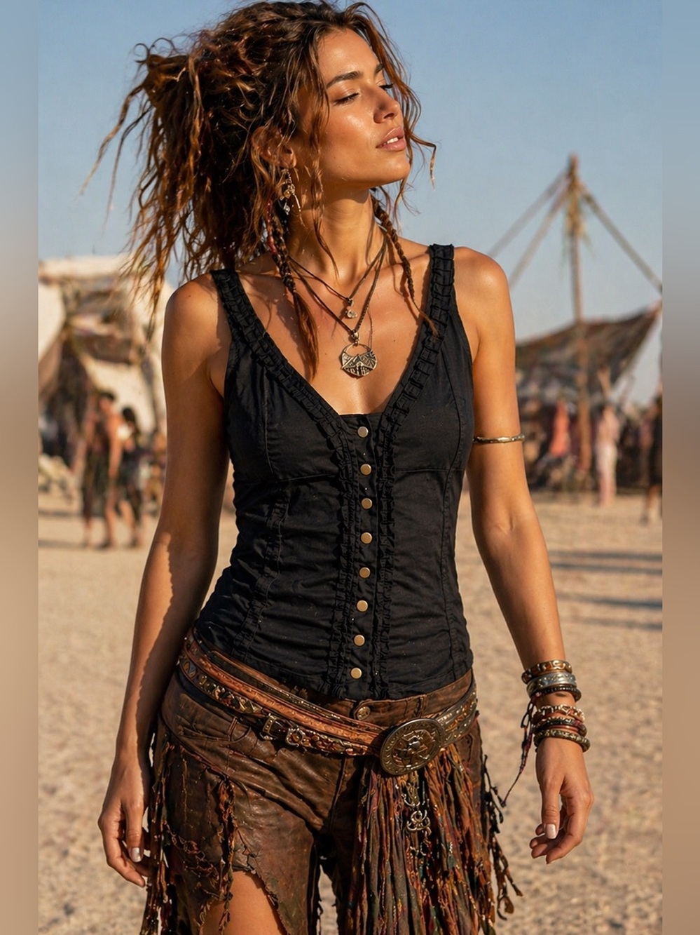 Nomads Hemp Wear Hemp Corset Tank Boho Festival Small